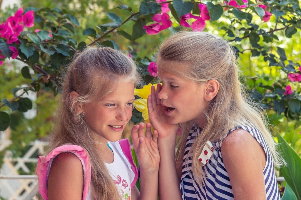 young girls talking